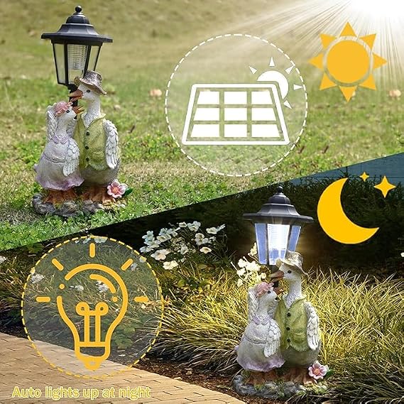 Solar Duck Garden Ornaments with LED Lights