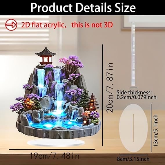 Feng Shui Mountain Waterfall Acrylic Tabletop Decor