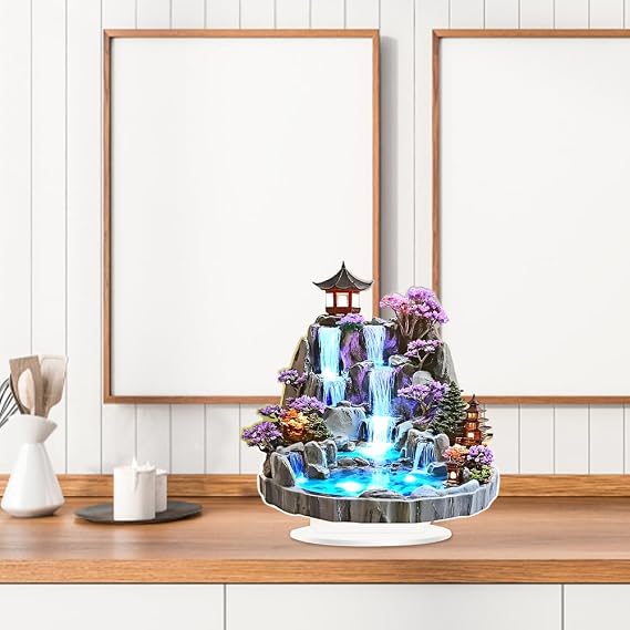 Feng Shui Mountain Waterfall Acrylic Tabletop Decor