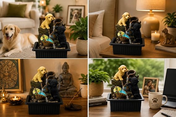 Cheeky Chappies Puppy Dog Water Fountain with LED Light