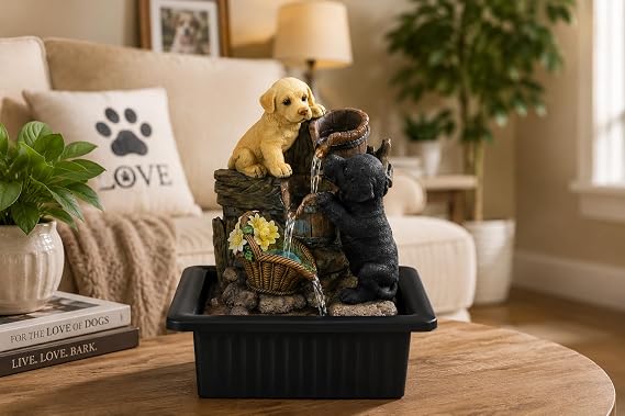 Cheeky Chappies Puppy Dog Water Fountain with LED Light