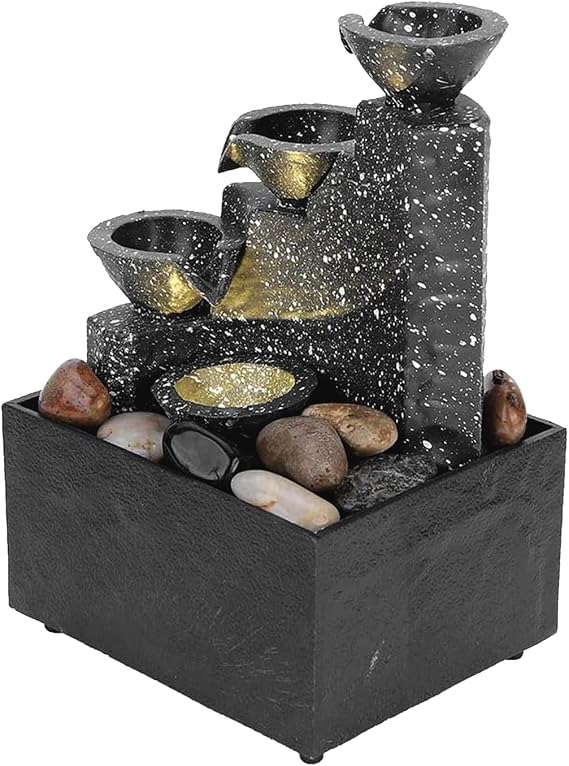 Mini Tabletop Cascading Water Fountain with LED Lights
