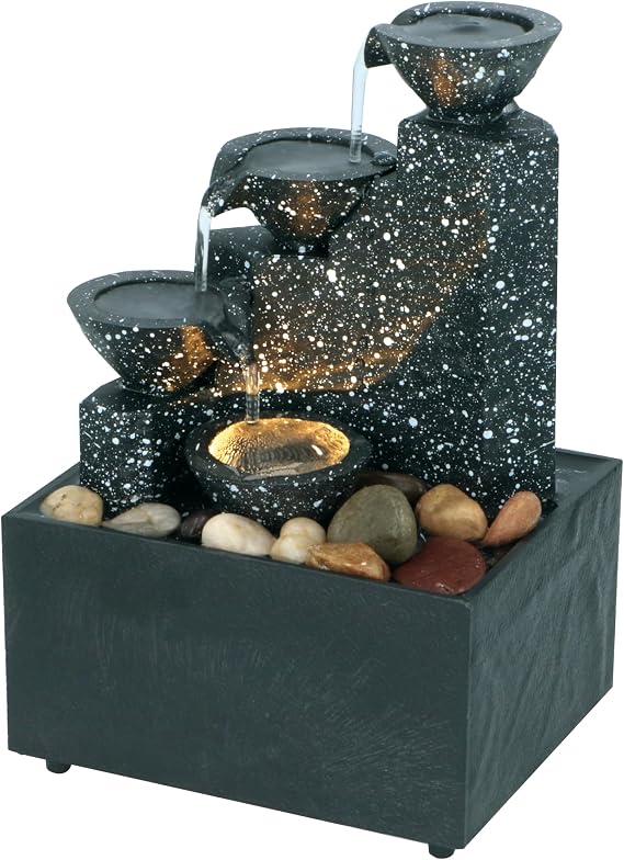 Mini Tabletop Cascading Water Fountain with LED Lights